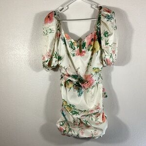 Luxxel Floral Mini Dress - Multicolor floral pouf skirt with ruffle medium